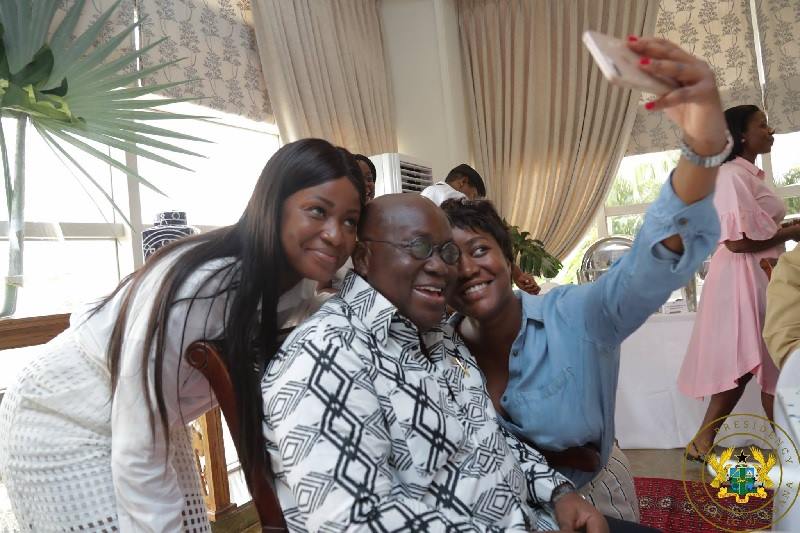 President Akufo-Addo and his daughters at his 74th birthday celebrations