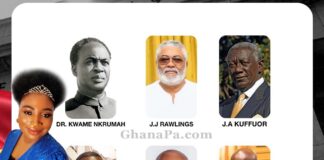 Ghana Independence Day 2025; Dr. Kwame Nkrumah, President John Dramani Mahama, QueenLet, Lt. Gen. Joseph Arthur Ankrah, Dr. Kofi Abrefa Busia, Col. Ignatius Kutu Acheampong, Lt. Gen. Frederick William Kwasi Akuffo, Flight Lt. Jerry John Rawlings, John Agyekum Kufuor, John Evans Atta Mills, John Dramani Mahama, Nana Addo Dankwa Akufo-Addo